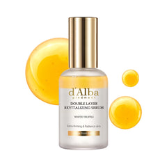 d'alba Piedmont White Truffle Serum bottle pour shows dual-phase hydration for glowing skin
