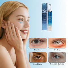 DACYMUN 360-degree roller massage ball in action delivering a cooling depuff under-eye massage.