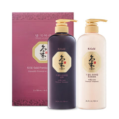 Daeng Gi Meo Ri Ki Gold Premium Shampoo bottle view showing scalp-friendly formula and vitality