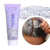 DAGEDA Body Glitter Gel silver dispense for quick, bold shimmer.