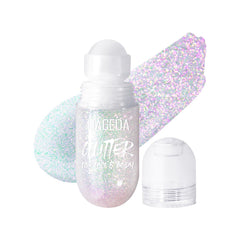 DAGEDA roll-on bottle glitter provides quick, mess-free glam application.