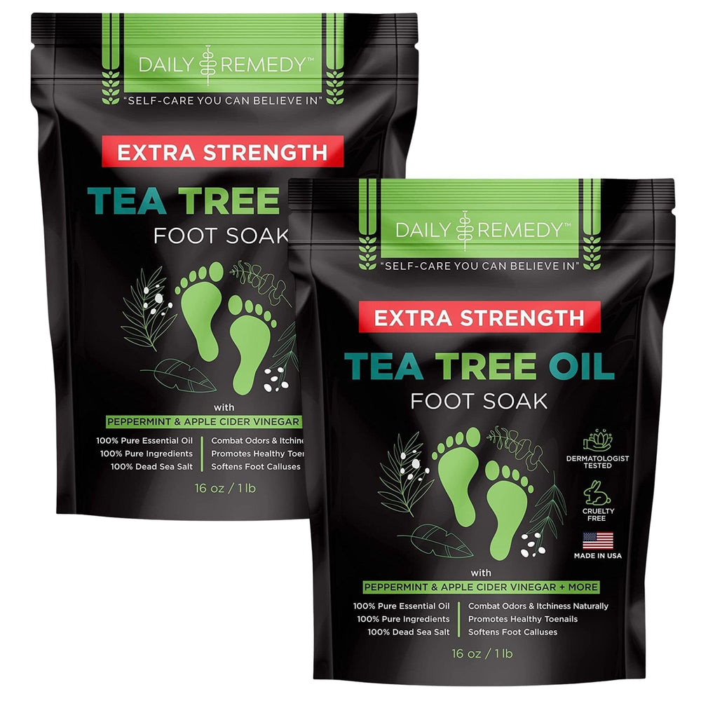 Daily Remedy Tea Tree Foot Soak bottle ready for a soothing spa moment