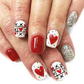 DAJIJIYOU uñas postizas con corazón rojo, ideales para look elegante y fiesta