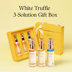 Gift set box display highlighting the three all-in-one spray serums.