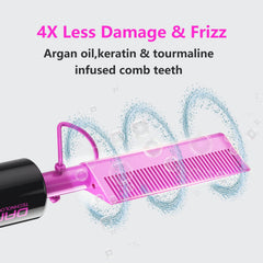 DAN Technology compact hot comb in a travel case for on-the-go touch-ups.