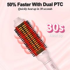 DAN Technology heated round brush curls and smooths with extended heating bristles.