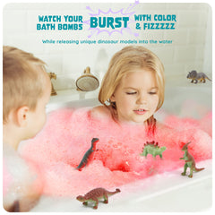Dan&Darci huevo dino bomba de baño amarillo con color y curiosidad.