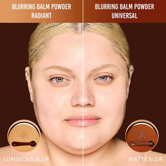 Danessa Myricks Yummy Skin Blurring Balm Powder texture closeup highlights weightless, pore-minimizing barrier.
