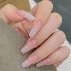 DANMANR long press nails square French pink and white for salon-like finish