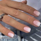 DANMANR square press-on nails packaging in white pink for at-home manicure