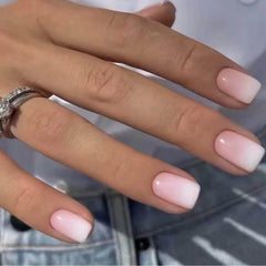 DANMANR square press-on nails packaging in white pink for at-home manicure