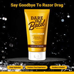 Close-up of creamy lather from Dare 2B Bald for protection