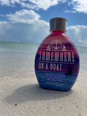 DARK TANS EXCLUSIVE Somewhere On A Boat white lotion label close-up shows no bronzer