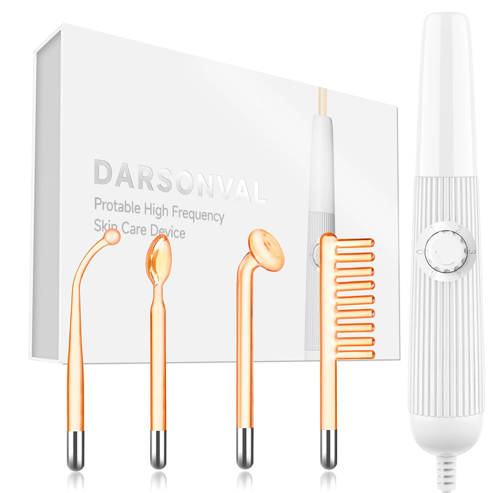 DARSONVAL high frequency facial wand front view, compact handheld design for at-home care.