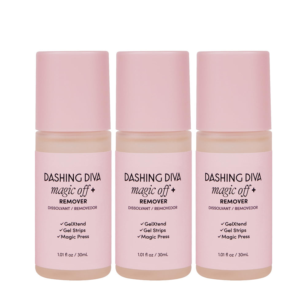Dashing Diva Magic Off+ remover bote 30ml facilita la remoción suave y cuida la uña.