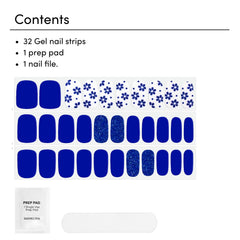 Aplicación rápida con tiras brillantes Flor Azul para uñas perfectas en minutos