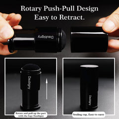 Daubigny retractable kabuki brush showing the 9-step process to prevent shedding.