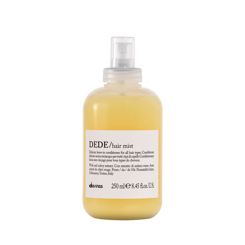 Davines DEDE Hair Mist bottle for lightweight conditioning across hair types.
