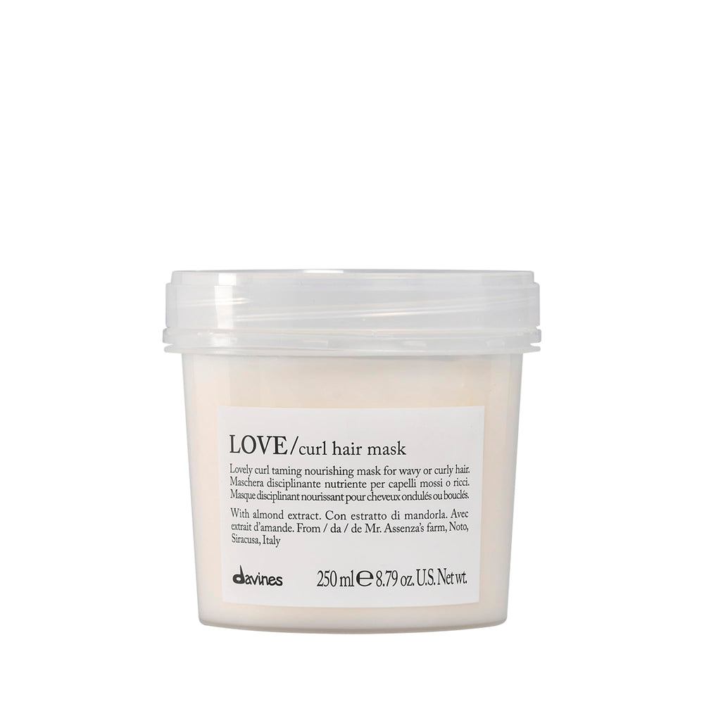 Davines Love Curl Mask jar closeup showing creamy formula for hydrated curls.