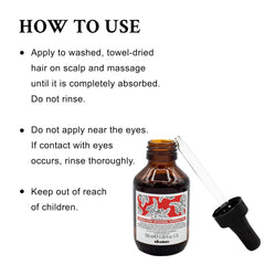 Davines Energizing Seasonal Superactive applied on scalp for refreshing comfort.