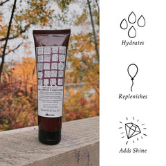 Davines Replumping Conditioner label highlights plum phytoceuticals for fine hair.