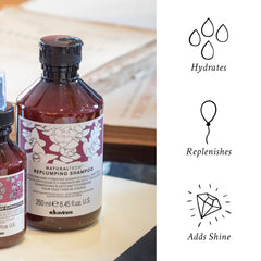 Davines Replumping Shampoo close-up of creamy lather for gentle cleansing