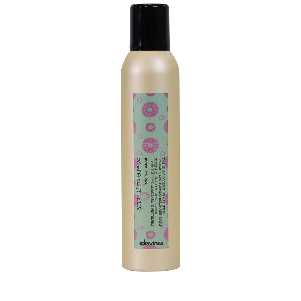 Davines This Is An Invisible No Gas Spray bottle visual highlights a lightweight non-aerosol hold