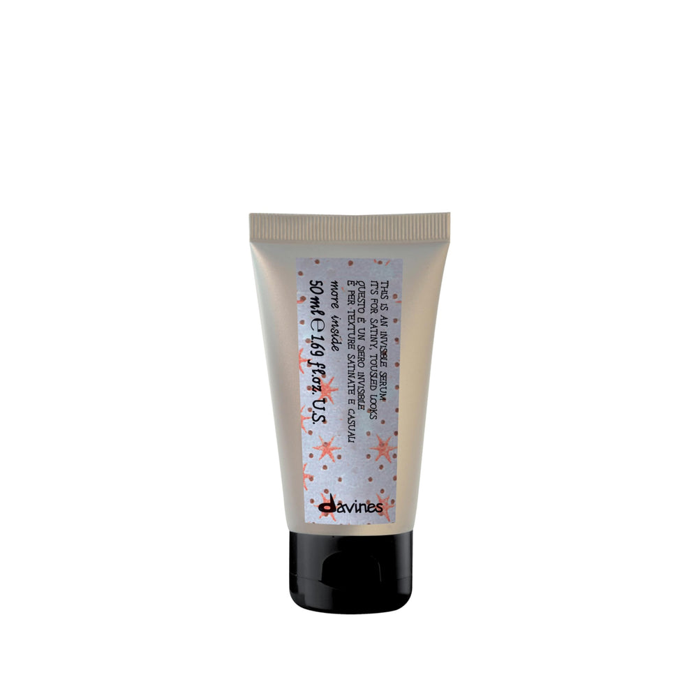 Davines This Is An Invisible Serum bottle closeup highlights lightweight, no-residue finish.