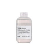 Davines VOLU shampoo bottle pour shows lightweight cleansing and volume boost.