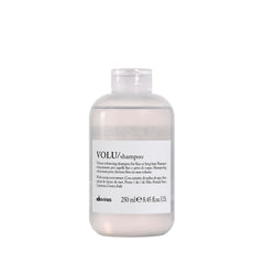 Davines VOLU shampoo bottle pour shows lightweight cleansing and volume boost.