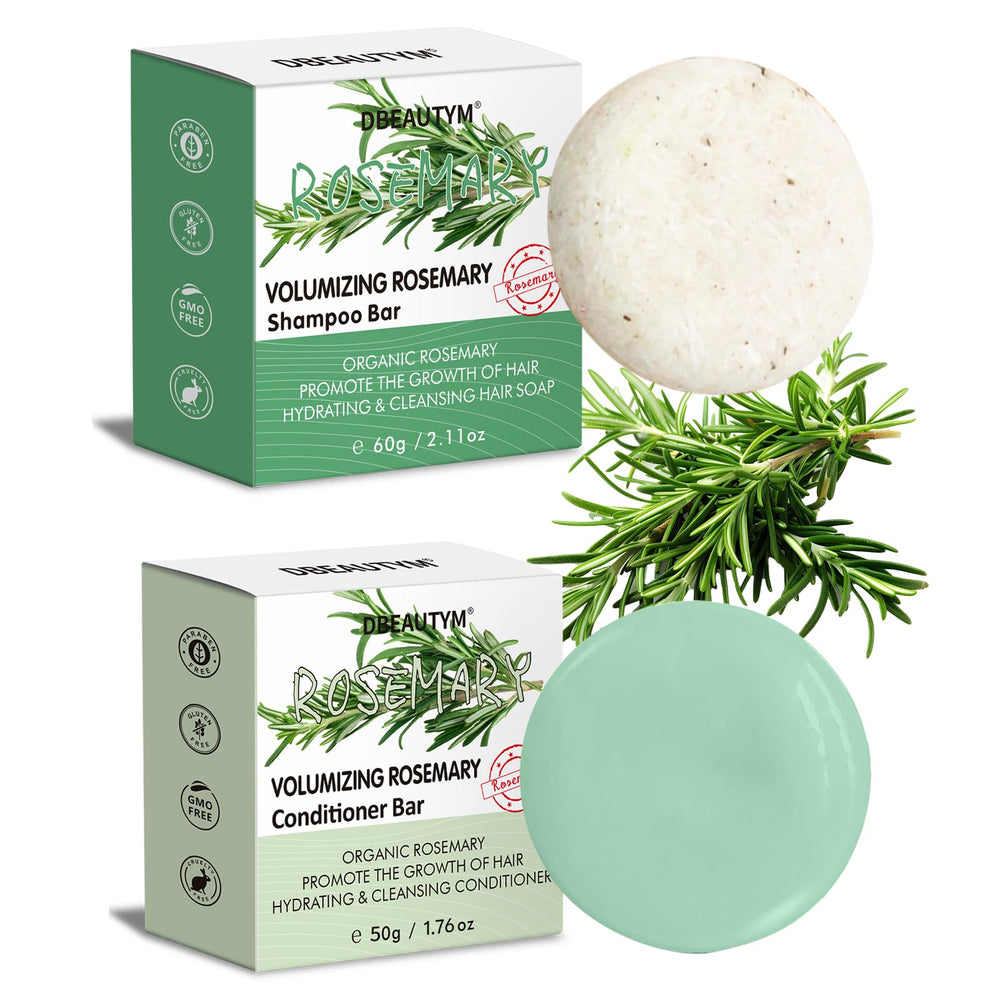 DBEAUTYM barra champú romero conjunto, limpieza suave y volumen natural para cabello fino