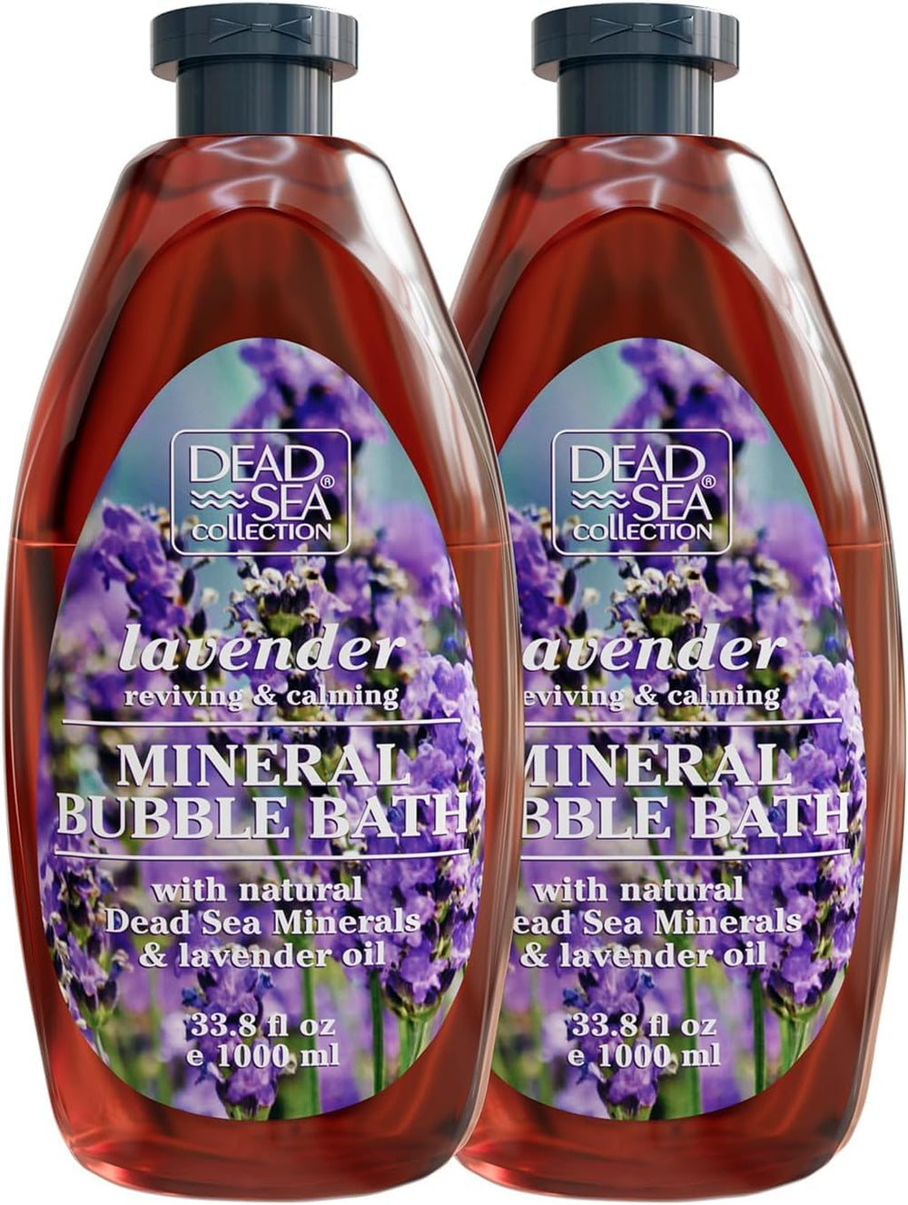 Dead Sea Collection Lavender Bubble Bath bottle showing the unisex formula for hydration