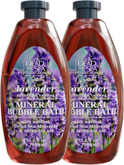 Dead Sea Collection Lavender Bubble Bath bottle showing the unisex formula for hydration