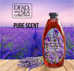 Creamy lavender foam with Dead Sea minerals in the bubble bath