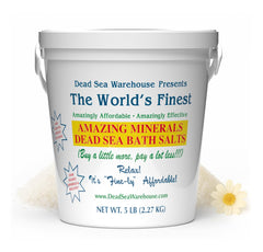 Dead Sea Warehouse bottle of Amazing Minerals Bath Salts with mineral-rich look for a relaxing soak.
