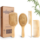 DEBETOOL bamboo hair brush with round bristles for gentle scalp stimulation and detangling.