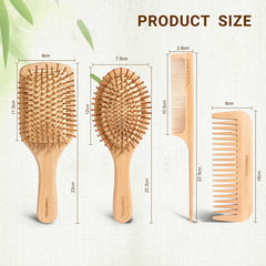 DEBETOOL bamboo hair brush with square bristles for even pressure and smoother detangling.