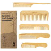 DEBETOOL 5-piece bamboo comb set for smooth detangling and daily styling.