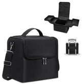 Deciniee large makeup train case with open compartments for easy tool access