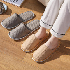 DECOUE plush coral fleece slippers shown from an inside angle for comfort.