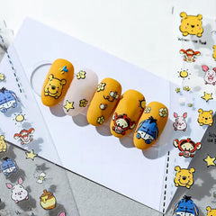 Dedyel cute bear nail stickers with 5D embossing for quick DIY nail art.