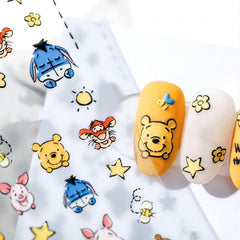 Dedyel 5D embossed bear stickers for long-lasting nail art on natural nails.
