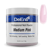 DeEnti polvo acrílico 4oz rosa medio, acabado suave para uñas.