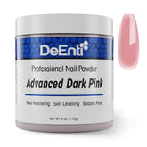 DeEnti polvo acrilico uñas rosa oscuro, color uniforme para superposiciones profesionales.