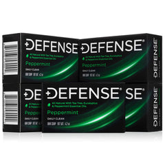 Defense Soap 5pk peppermint bar front shows a natural cleanser for active skin