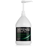 Defense Soap Peppermint Body Wash bottle pour shows rich lather for a refreshing cleanse.
