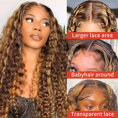 DegHyth honey blonde 4-27 HD lace front wig with realistic color transition.