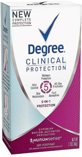 Degree Clinical Protection 5-en-1, botella, protección antitranspirante de larga duración para el día.