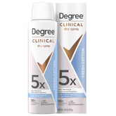 Degree desodorante seco en aerosol, aroma Algodón Fresco, uso diario.