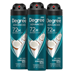 Degree Men Coconut Rush spray seco para protección diaria de sudor y olor